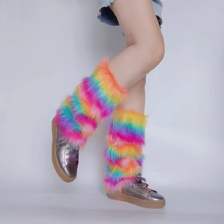 Furs Leg Warmer Winter Furry Long Boot Cuffs Fuzzy Shoes Cover Party Costume