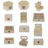Unpainted Hexagonal Wooden Jewelry Box Trinket Case craft