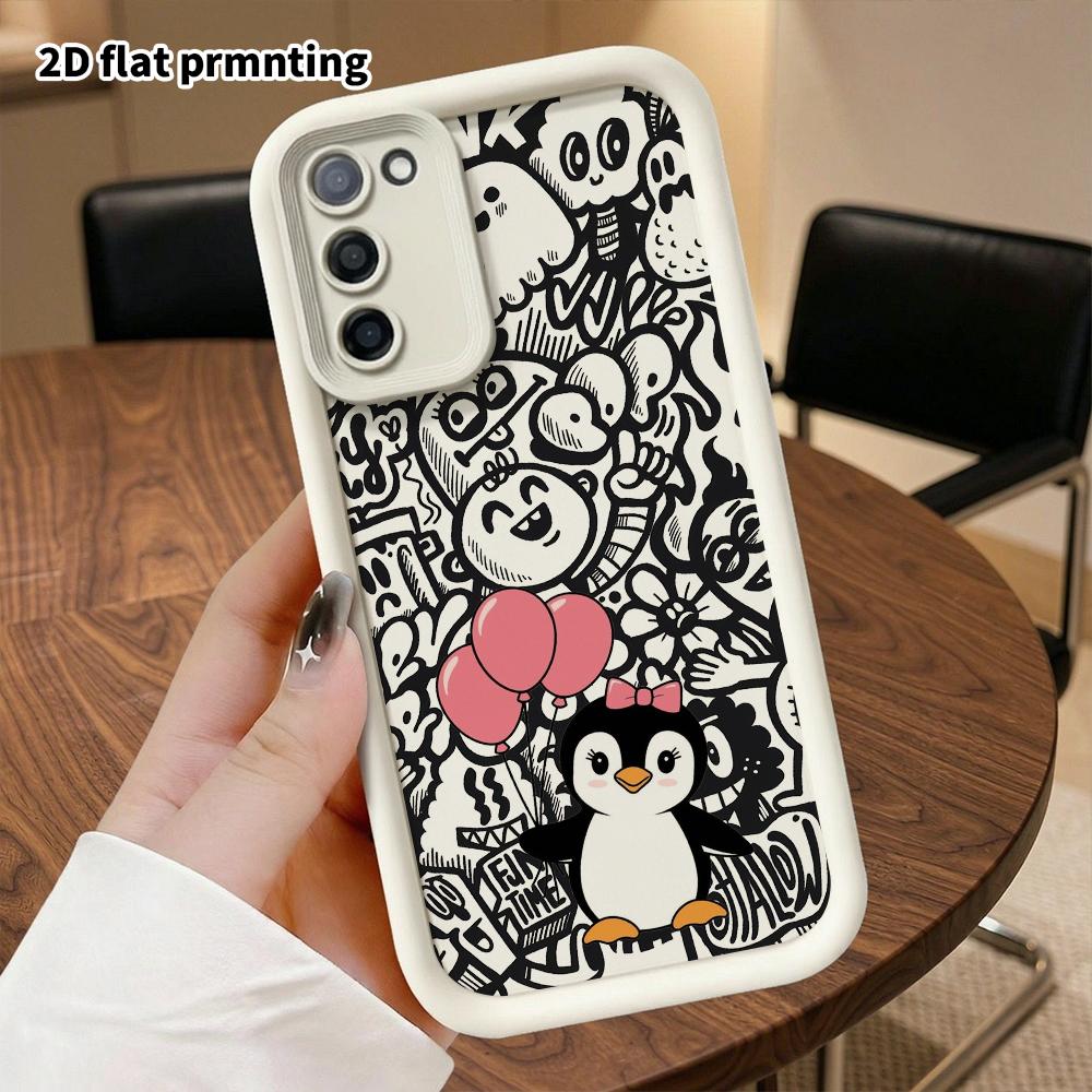 Phone Case: 2D Flat Samsung Galaxy A34 A35 M05 M06 S20 S22 S21 FE Plus 5G Protective Case, Penguin, Christmas and Halloween Gift
