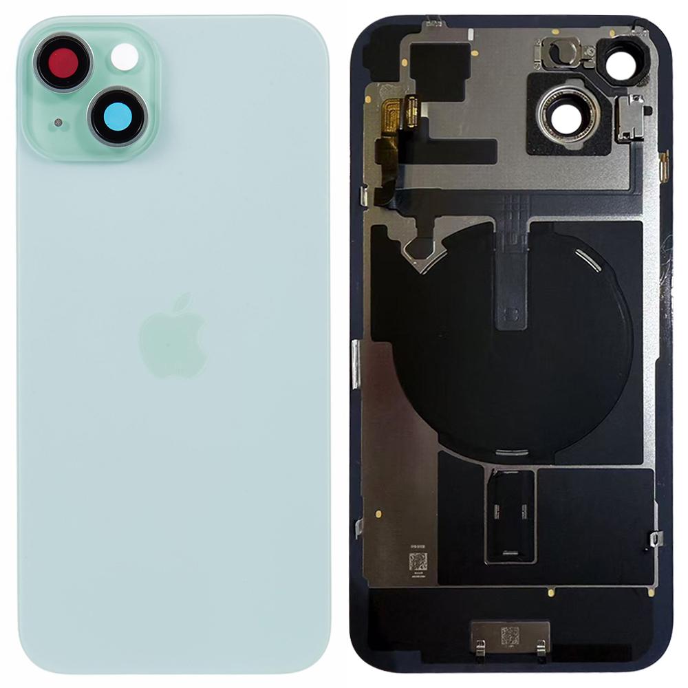 For iPhone 15 Plus OEM Disassembly Battery Housing Cover+Camera Lens Cover+Wireless Charging Port Cable