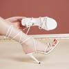 Large Size High-heeled Sandals Women Summer New Round Toe Slim Heel Cross Strap European American Popular Sexy Women's Sandals