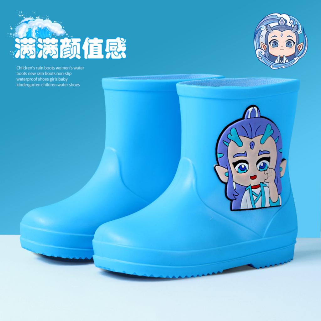 Boots Children's Lined Half Height Rain Boots Rain Shoes With Drawstring Cartoon Non- Rain Boots Lightweight Outdoor