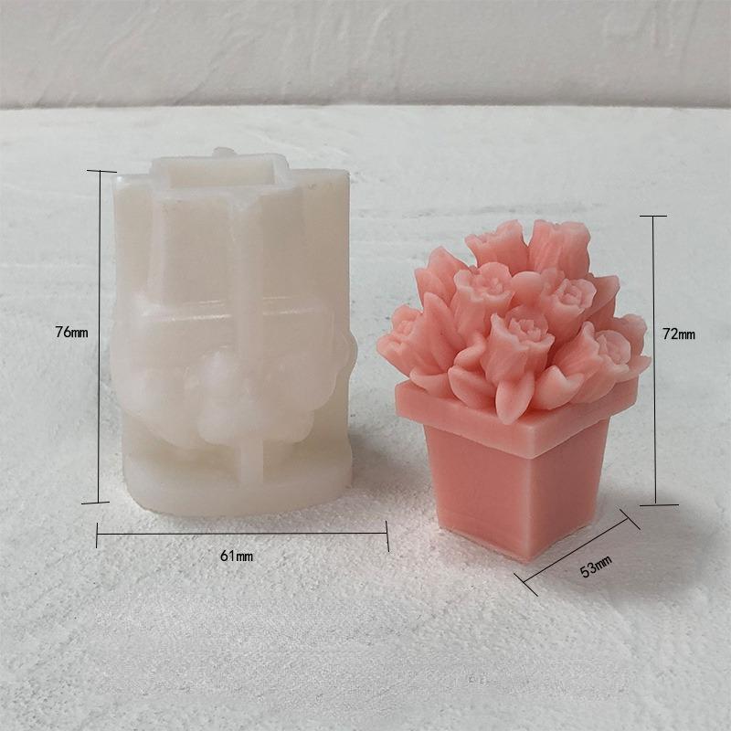 1PC DIY Tulip Bouquet Ornament Handmade Mold 3D Hydrangea Vase Aromatherapy Candle Silicone Mold
