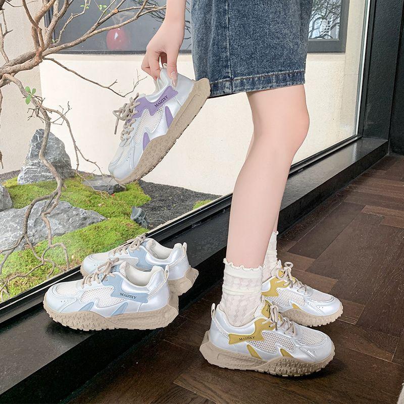 Fashion casual comfortable lightweight sports Forrest Gump shoes summer new mesh breathable color matching lace-up casual shoes