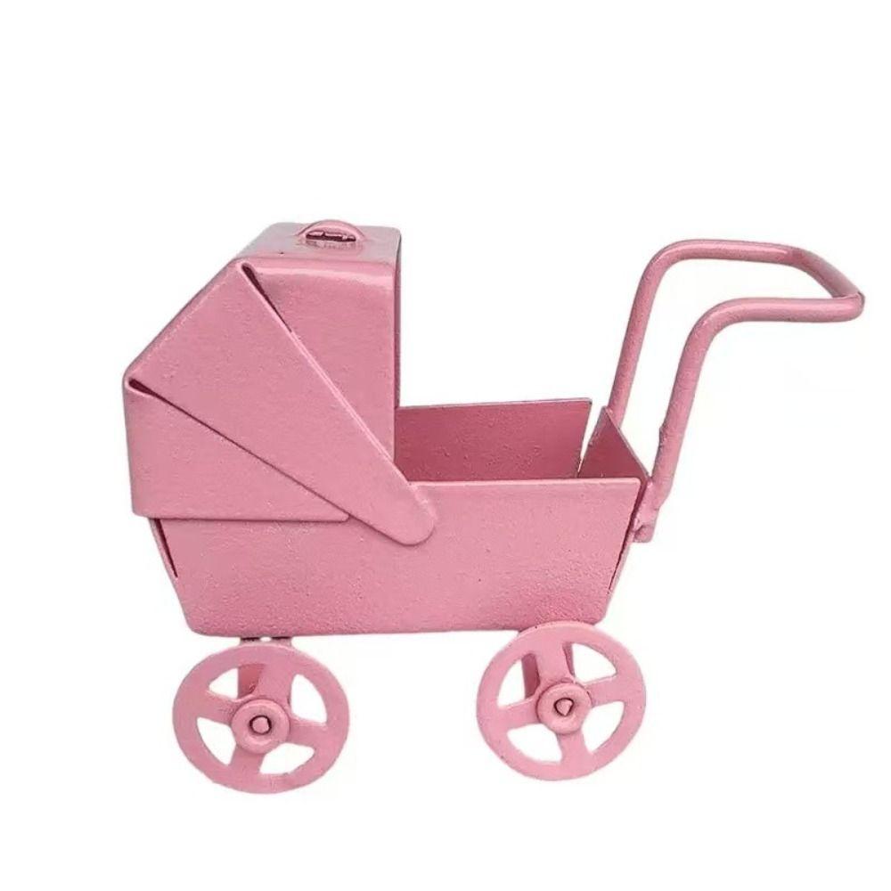 Realistic Mini Bassinet Stroller Wrought Iron Baby Stroller Model Doll Pram Toys Kids Pretend Play