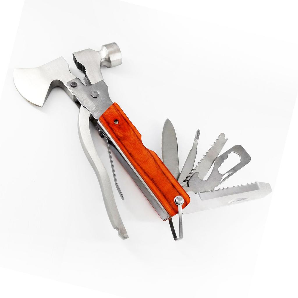 Multitool Hammer Steel Foldable Multipurpose Camping Hammer Multitool for Outdoor Hiking Fishing Colored Wood Axe Hammer