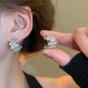 Silver Needle Zircon Flower Pearl Stud Earrings Exquisite Light Luxury High-end Earrings Niche White Versatile Earrings