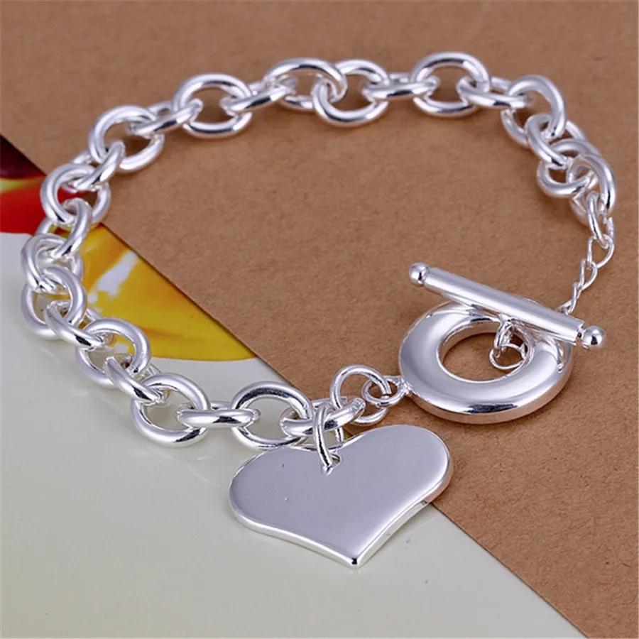 925 Silver Exquisite Double Heart Pendant Bracelets Charms Wedding High Quality Fashion Jewelry Christmas Gifts