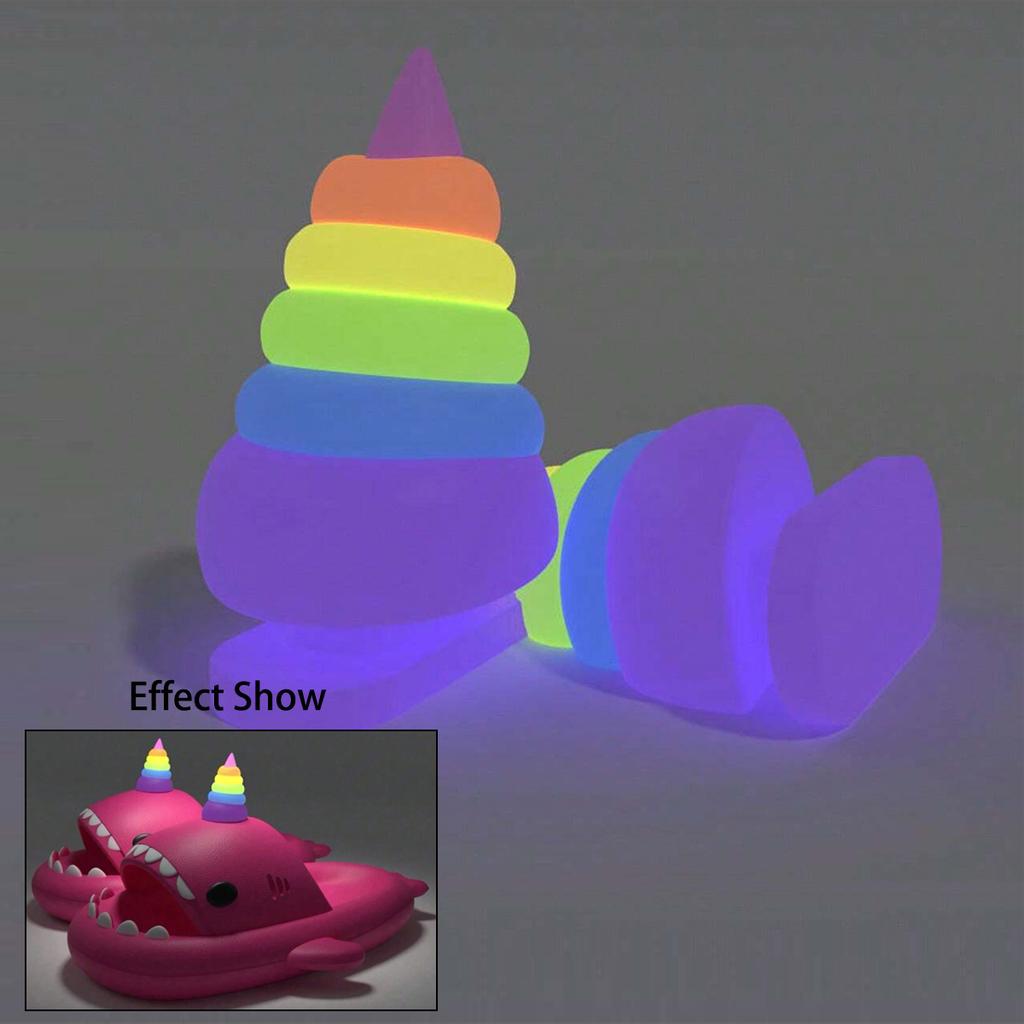 Fashion 2pcs Detachable Fins Unisex Shark Slippers Charms Luminous In Dark Christmas Red Hat Halloween Pumpkin DIY Shoes Accessories