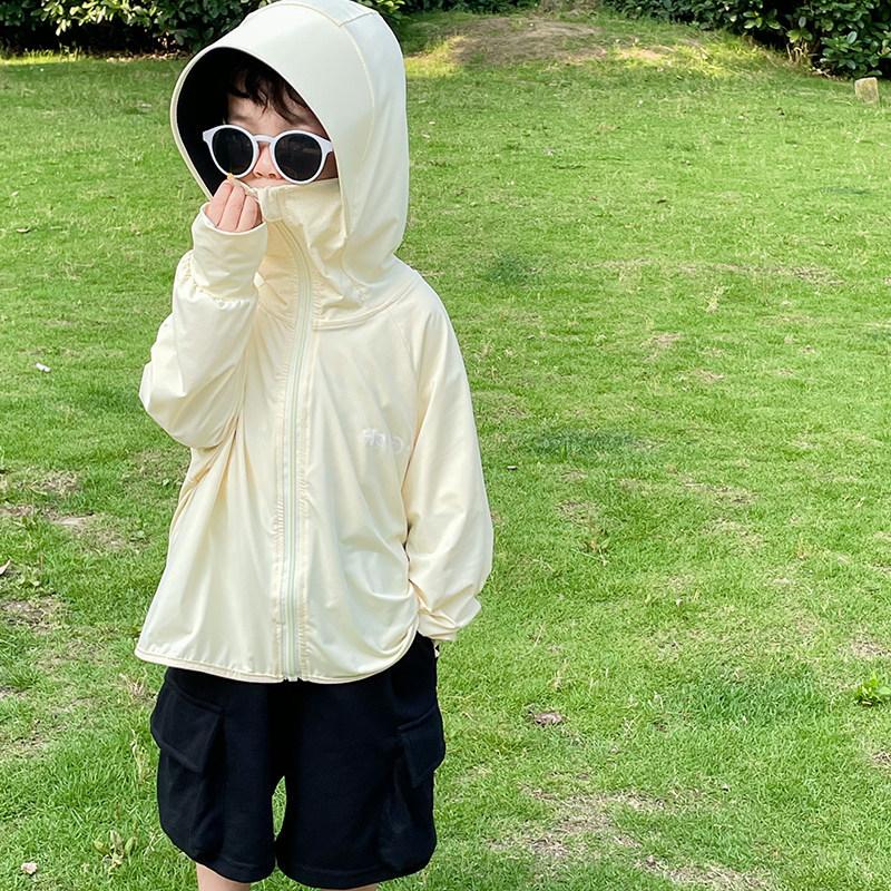 Children's sunscreen clothing 1011 new summer ice silk light boys and girls baby brim removable sunscreen clothing jacket