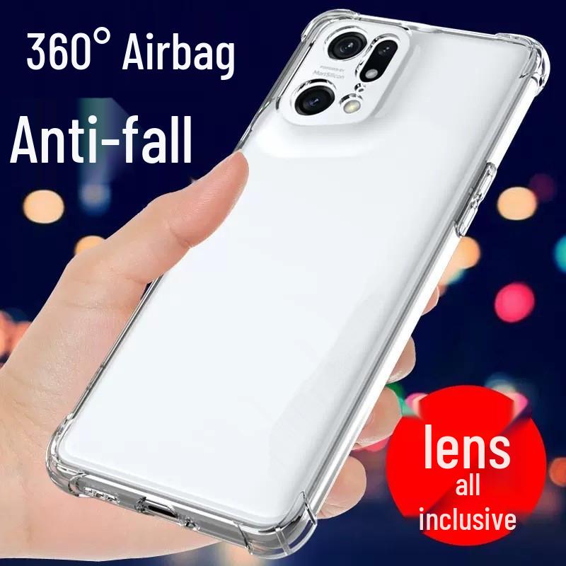 

Силиконовый чехол для Oppo Find X5 Pro Anti-Fall: Прозрачная конструкция подушки безопасности с четырьмя углами, совместимая с Find X2/X3 Find X5