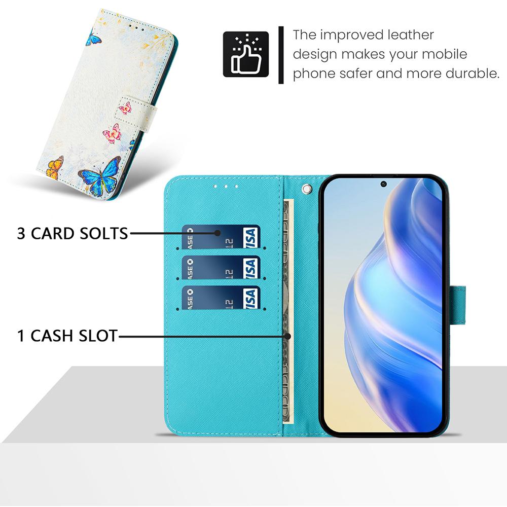 Coloured Drawing Wallet Case for OPPO A3 A3X A18 A38 A40 A60 A80 Reno 12 11 Pro 12F 11F Shockproof Stand Strap Flip Phone Cover