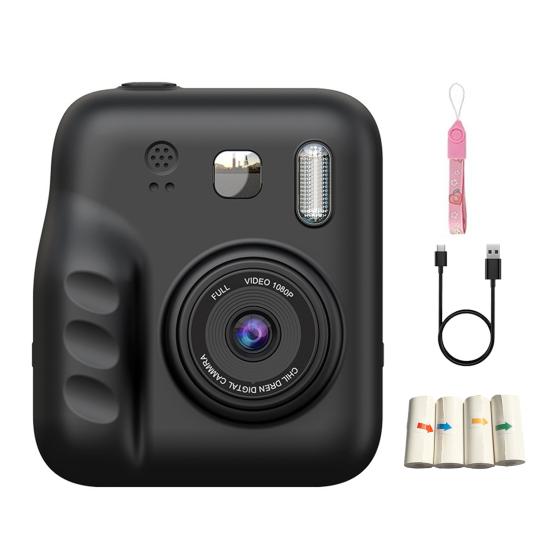 Vaikų momentinis fotoaparatas su 2 colių IPS ekranu 1080P Nešiojamas kelioninis vaizdo įrašymo įrenginys Mažylių momentinis skaitmeninis spausdinimo fotoaparatas Žaislas su nuotraukų popieriumi