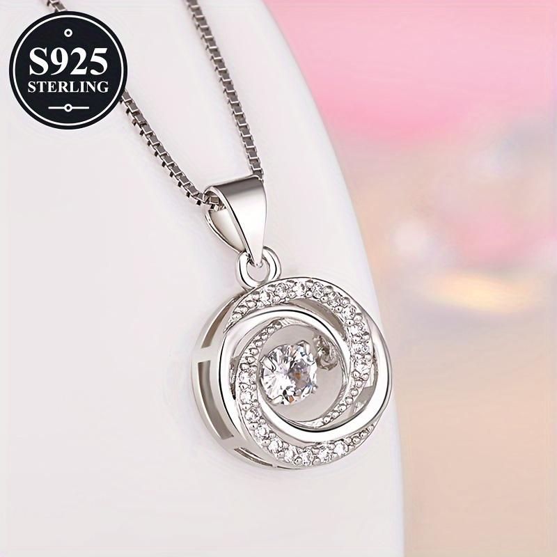 925Pure Silver Hypoallergenic Creative Heartbeat Necklace Clavicle Chain Pendant with Synthetic Zircon, Exquisite Gift Suitable for Women, Couples,