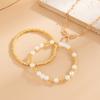 Modern Bowknot Detail Imitation Pearls Bracelet with Alloy Clasp Adjustable Chain Elegant Jewelry For Women