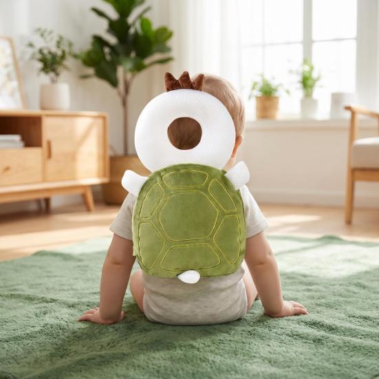 Baby Head Protector Backpack, Cute Animal Soft Cushion Prevents Babies Backward Fall, Breathable Stuffed Backpack Pad for Toddlers Head Protection
