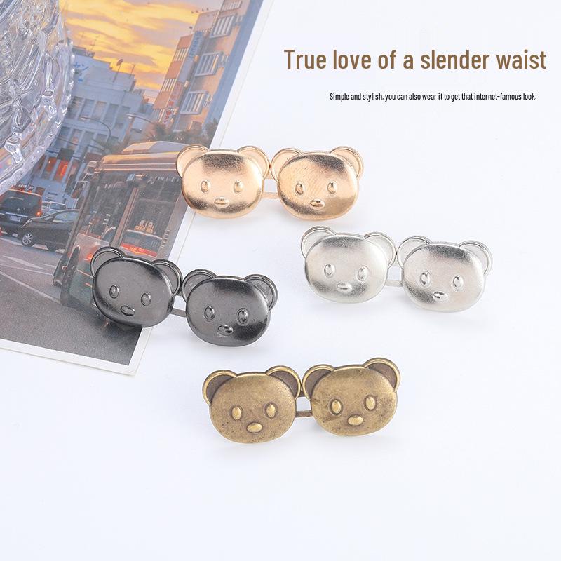 Cute Bear Head Snap Button for Jeans - Detachable, Nail-Free, Stitch-Free Waist Reducer