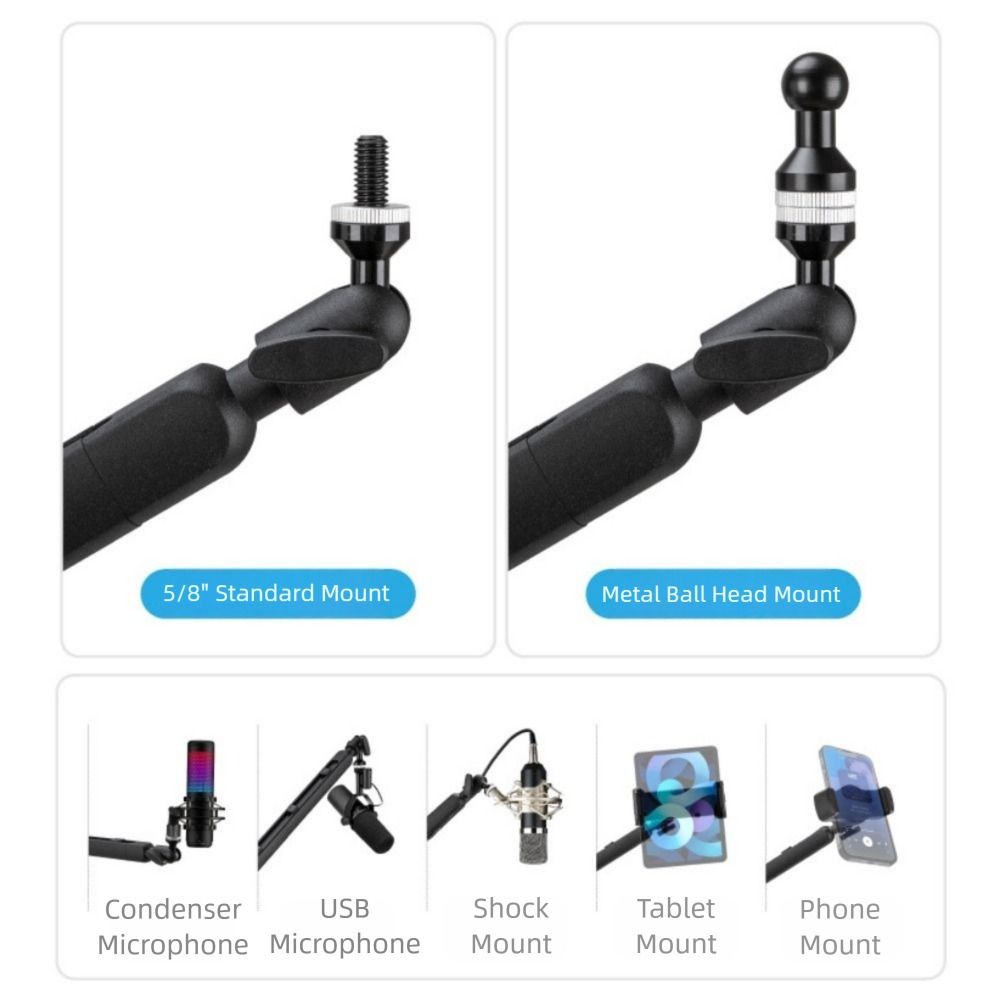 Aluminium Studio Low Profile Mic Arm Mic Low Level Cantilever Bracket  Broadcasting Room