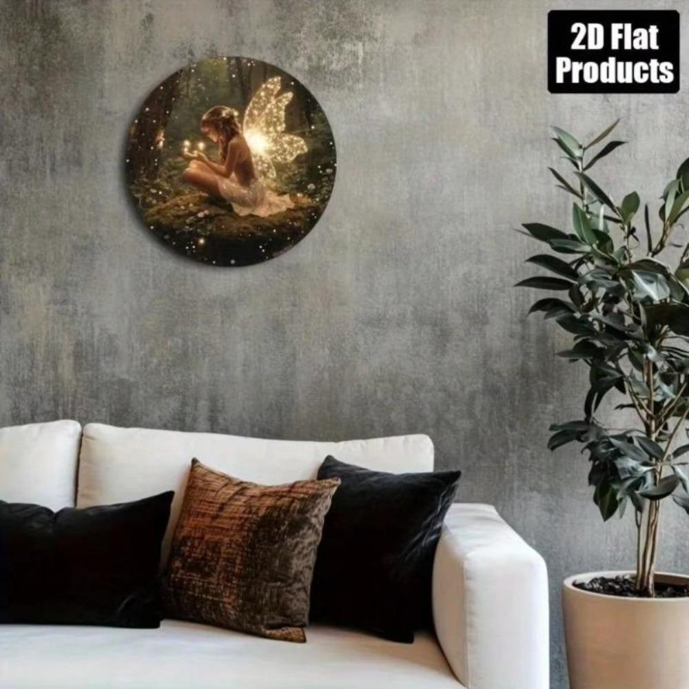 Vintage Luminous Elf Metal Wall Art Decor Circular Home Sign