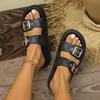 Fashion Thick-soled Metal Buckle Designer Slippers Women's Home Soft-soled EVA Sandals Women's Summer Non-slip Beach Flip-flops