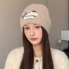 Autumn and Winter Warm Ear-protecting Woolen Hat for Women Cute Patch Puppy Plus Meat Cold Proof Pullover Hat Showing Face Small Knitted Hat