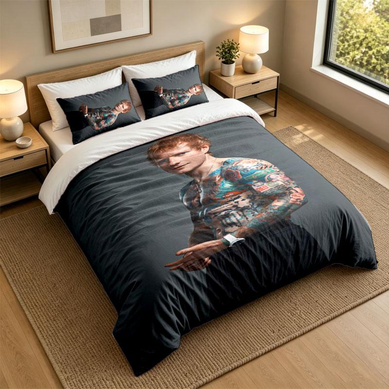 3Pcs Bedding SetEd Sheeran Soft Bed Sheet and Two Pillowcases Home Bedroom Decor