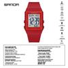 Sanda Lightweight Minimalist Sports Watch: Multi-functional Square Electronic Wristwatch for Men and Women