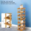 Bamboo Shoes Rack 7 Tiers Vertical Shoe Rack Wood Narrow Shoe Rack Small Shoe Organizer Corner Tall Shoes Shelf Tall Tower