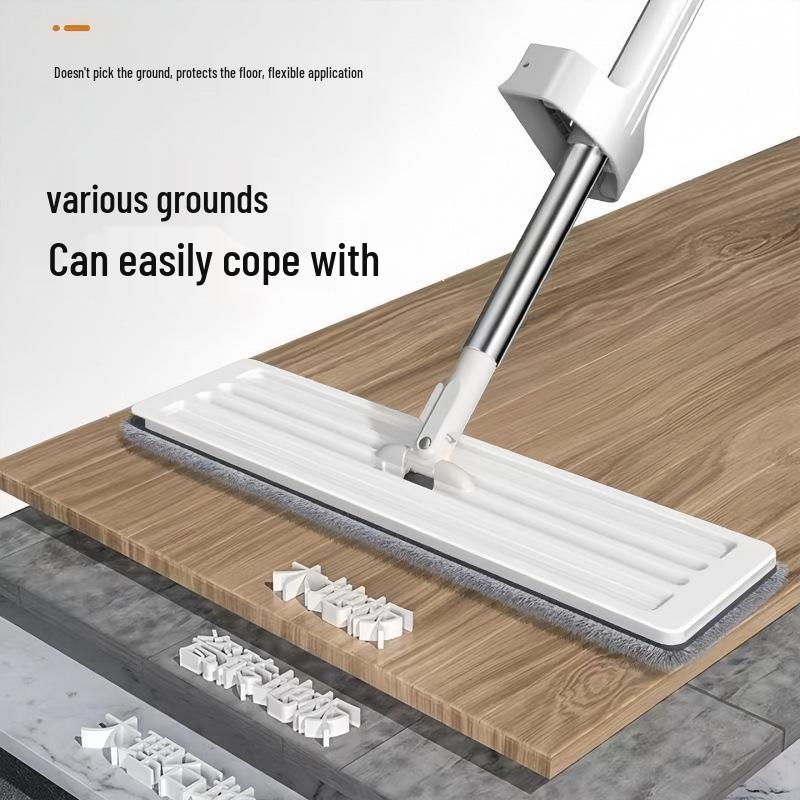 Hands-Free Flat Mop for Wet & Dry Use - Effortless Cleaning & Water Absorption.