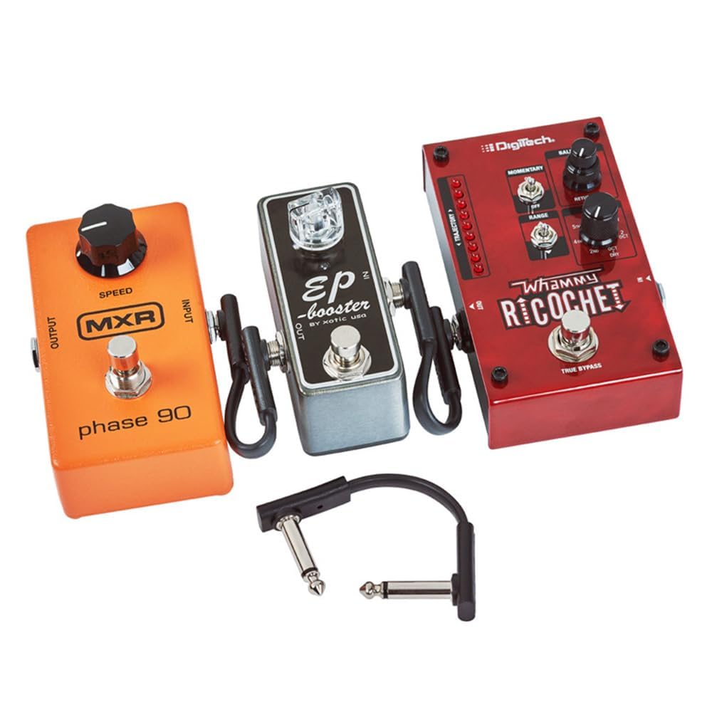 6-Piece Set 15cm Guitar Shield Effects Pedal with Space-Saving L-Shaped Power and Patch Cables for Guitar Effects
