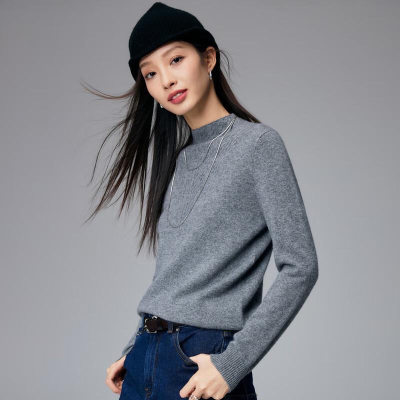 Women's Cable Knit Pure Cashmere Semi-High Collar Sweater