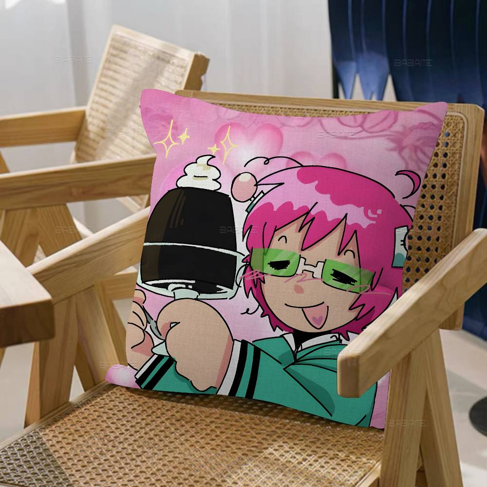 Comedy Anime Saiki Kusuo Pillow Gift Home Office Decoration Bedroom Sofa Car Cushion Cover Case X