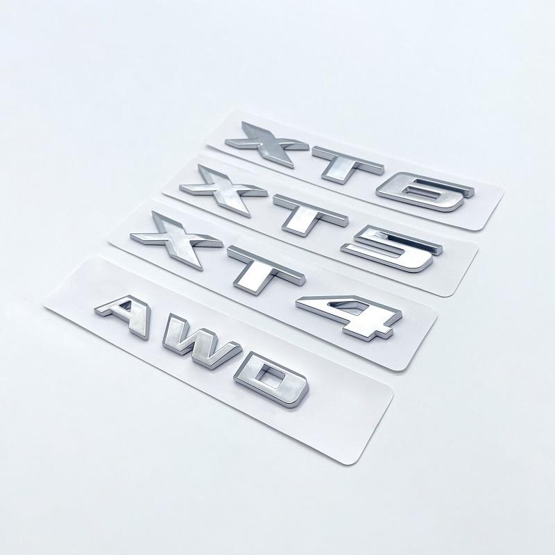 3D Letters Numbers Emblem for Cadillac XT4 XT5 XT6 XTS AWD Car Trunk Lid Nameplate Badge Logo Sticker Chrome Glossy Black
