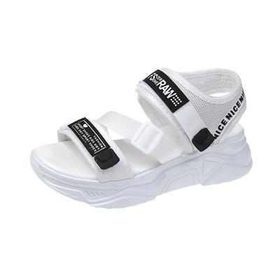Summer Sponge Cake with Casual Open-toed Sandals for Schoolgirls Thick-soled Velcro Beach Shoes