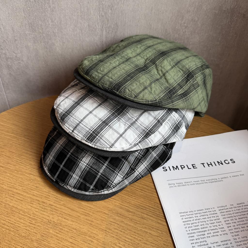 Vintage Plaid Forward Cap For Women Men Summer Sun Hat With Breathable Cotton Material