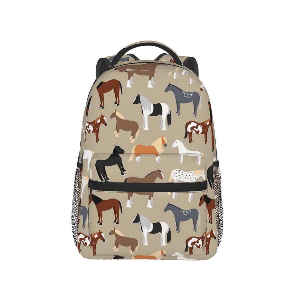 Horse Breeds Pattern Backpack Hot Sale Daypack Large Capacity Kids BookBag School Bag Shoulder Bags for Men Women