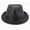 Men's Cowhide Fedora Hat - Autumn/Winter Retro Leather Gentleman's Jazz Cap for Middle-Aged & Elderly