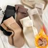 Women'S Plus Size Knee-Length Socks - Polyester Knit Fabric, Fleece-Lined, Solid Color, Warm
