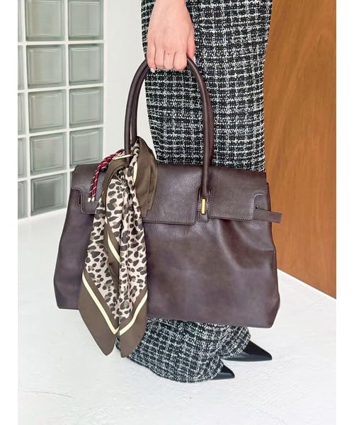 Lily Brown Belted Large Shoulder Bag LWGB254312BRWF