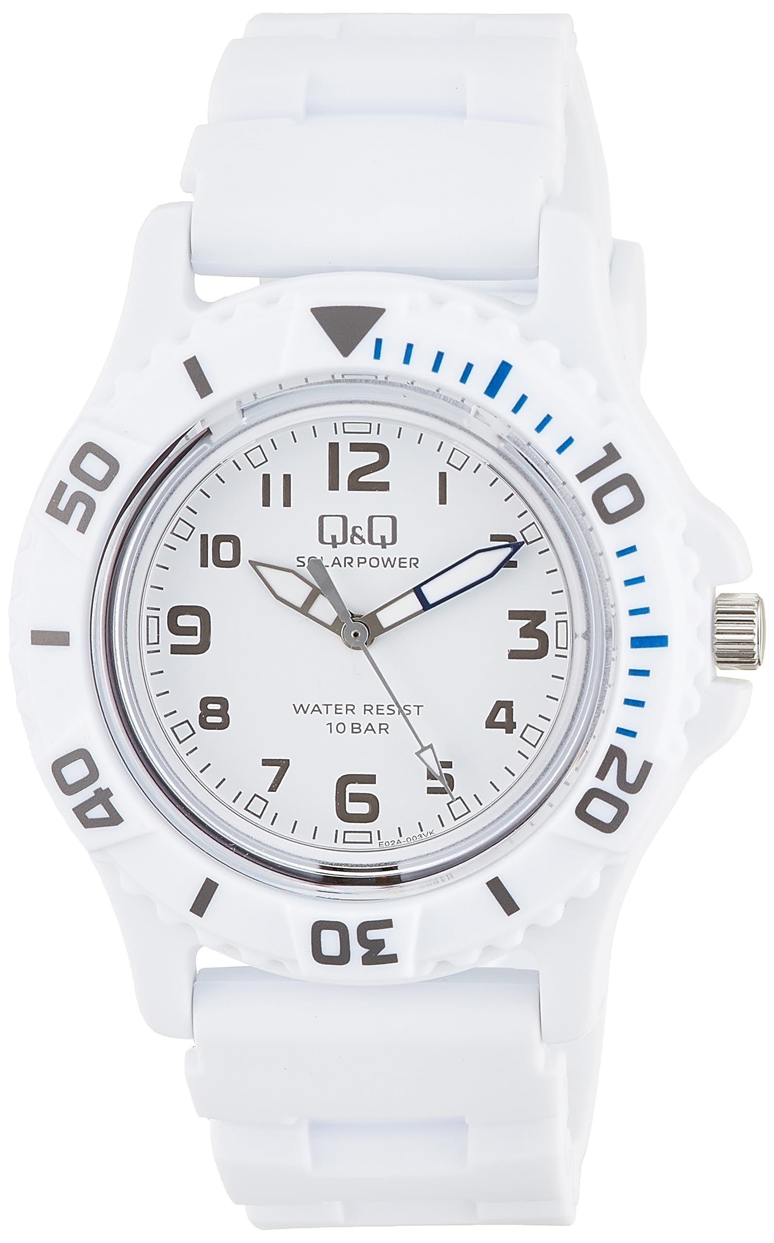 

Citizen Analog Solar Water Resistant to 10 Urethane White Q&Q Men s Watch, ATM, Strap, E02A-003VK,