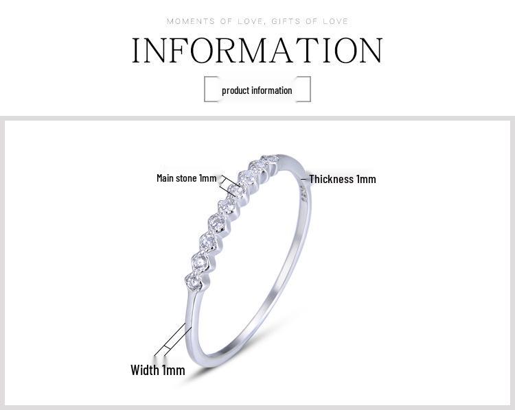 925 Sterling Silver Diamond Zircon Women's Minimalist Luxury Ring – Stackable for Index or Pinky Finger.