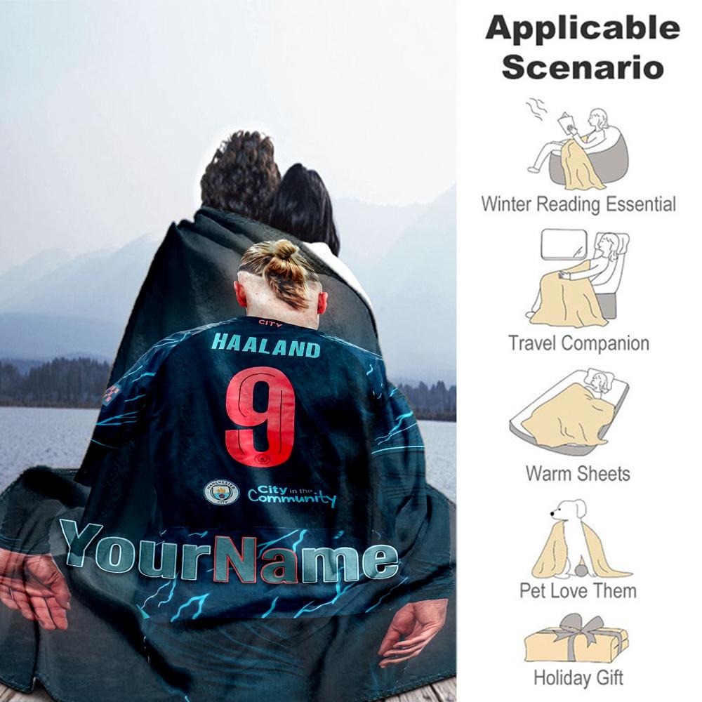 Haaland 180 Personalized Text Blanket Multi-purpose Personalized Blanket Comfortable Versatile for Couch Home Decor Office Bedding All-Season Use