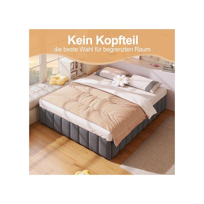 Lit - MUVOE - 140x200cm - Rembourré - Support Hydraulique - Sans Tête De Lit