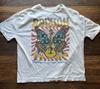 Women's Brixton T-Shirt White Guitar Butterfly XS Hippie Festival Retro BOHO CA