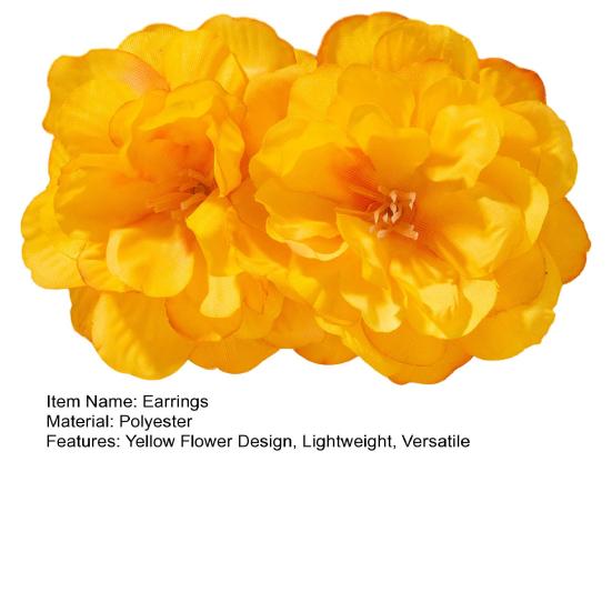 Women Boho Flower Earrings Lightweight Fabric Yellow Flower Ear Studs Holiday Earrings for Parties Beach Summer Vacation