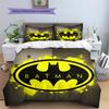 Batman Muster Bettwäsche Bettdecken-Set Heimdekoration Geschenk (1 Bettbezug + 2 Kissenbezüge (ohne Füllung))