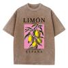 Lemon Con Aroma De Espana Prints Washed TShirts Womens Cotton Tops Comfortable Distressed ONeck Streetwear Summer Clothes