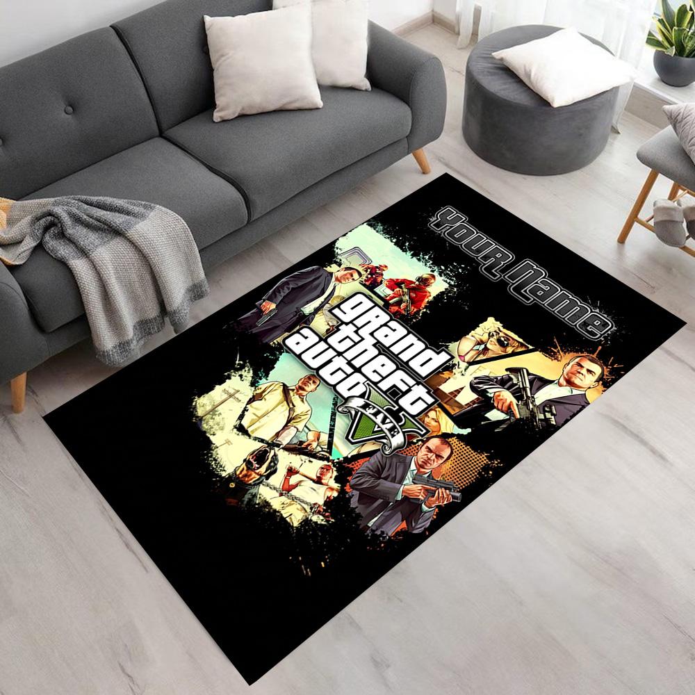 Grand Theft Auto Customize Text Floor Mat Perfect for Kitchen Bedrooms Game Room Living Rooms Anti-slip Rug Decorate Offices
