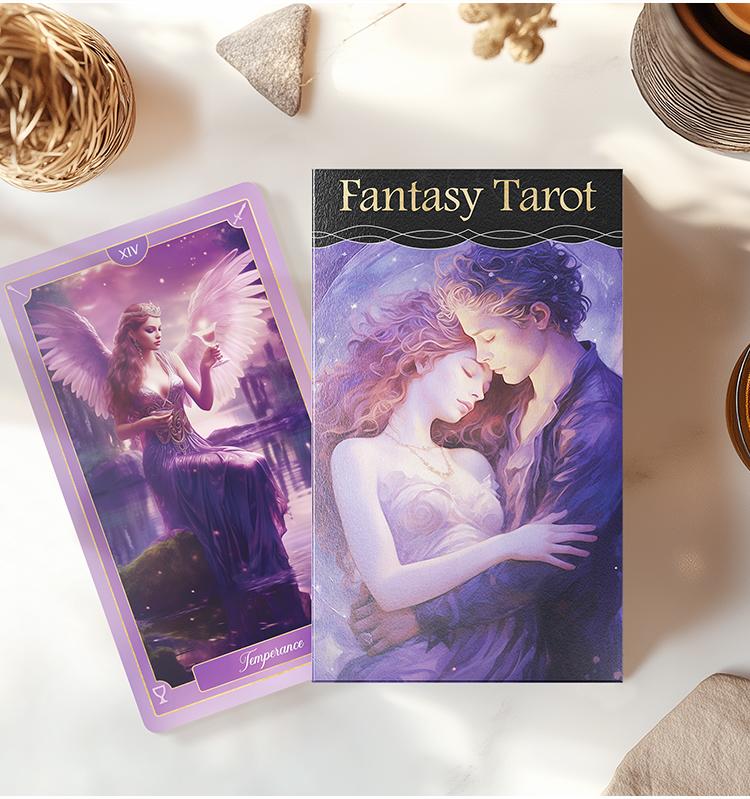 2025 Fantasy Tarot Deck 78 Cards 12x7cm Beginner Rider Waite Premium Quality Double Copper Paper Original Purple Themed Design