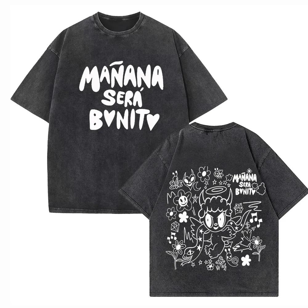 Streetwear Hot Karol G Bichota Music Album Washed T Shirt Men Women Cotton Retro Short Sleeve Loose Summer Tees